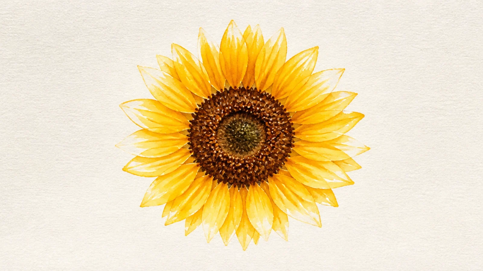 A luminous watercolor sunflower with glowing petals