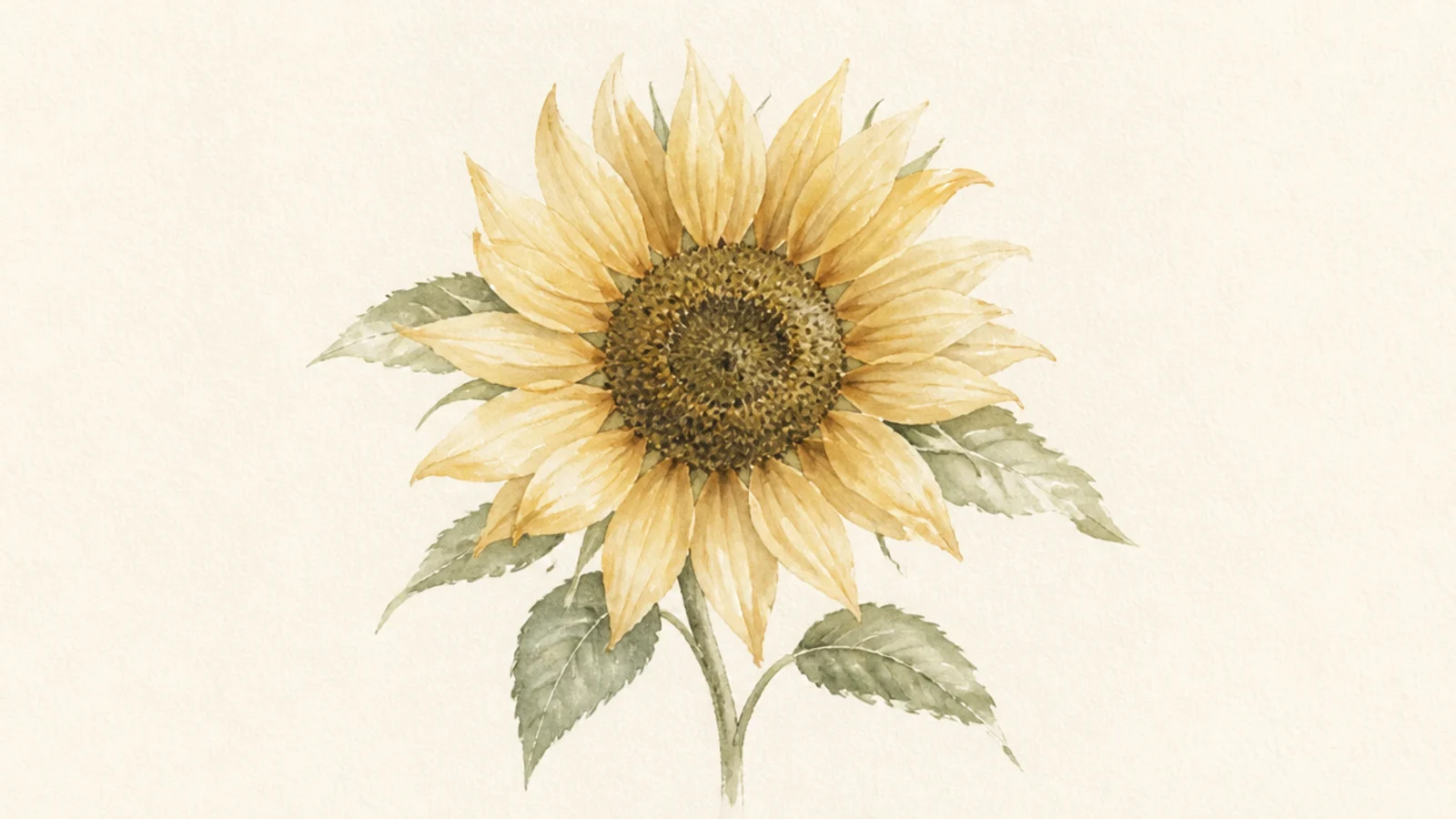 A soft pastel watercolor sunflower in muted tones