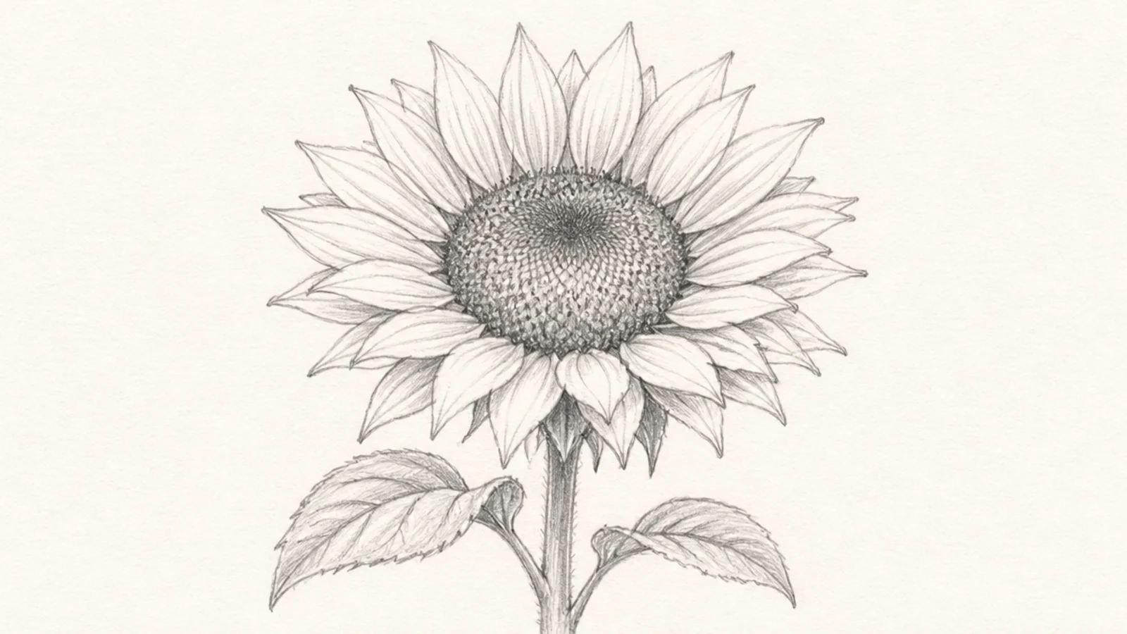 A fast confident pencil line sketch of a sunflower