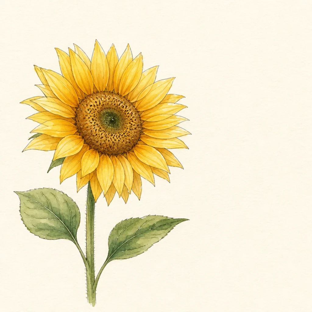 A cheerful watercolor sunflower suited to a greeting card
