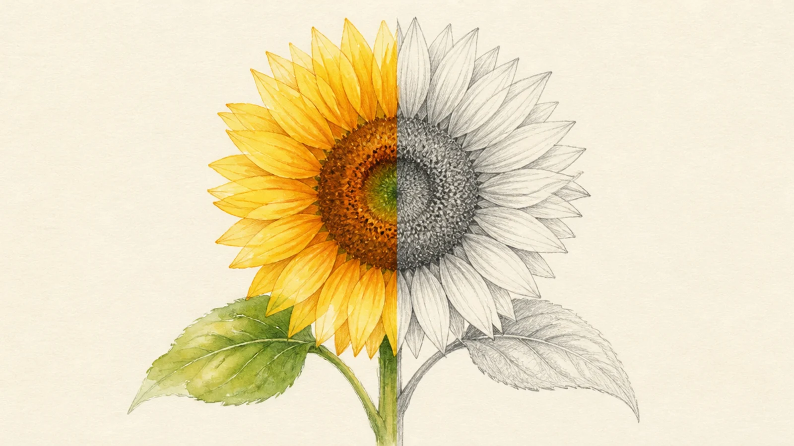 15 Watercolor vs Pencil Sunflower Drawings