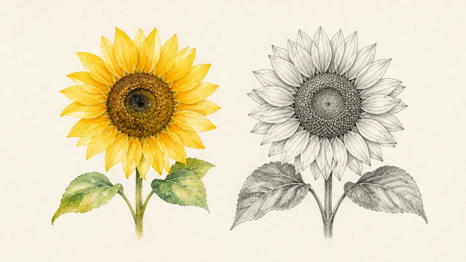 15 Watercolor vs Pencil Sunflower Drawings