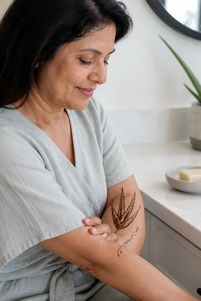 Two aloe-like leaves with side vein lines on the back of the hand
