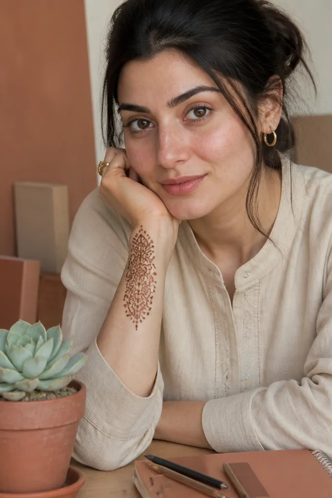 Two succulent-like rosette shapes with dot centers on the back of the hand