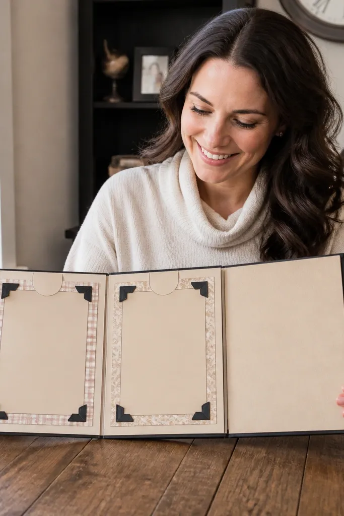Recipe card scrapbook pages with label corners and handwritten steps