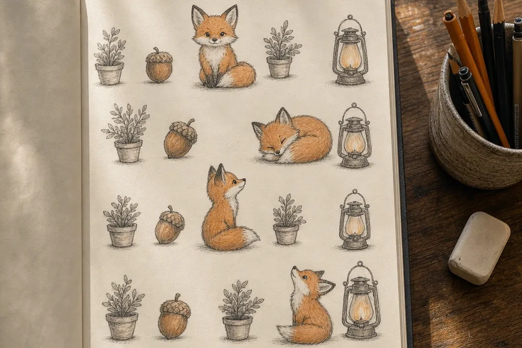 Themed Fox Drawing Sketches