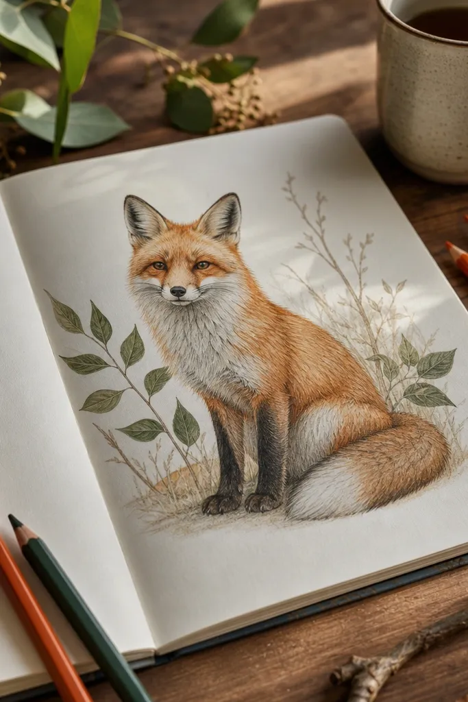 Themed Fox Drawing Sketches