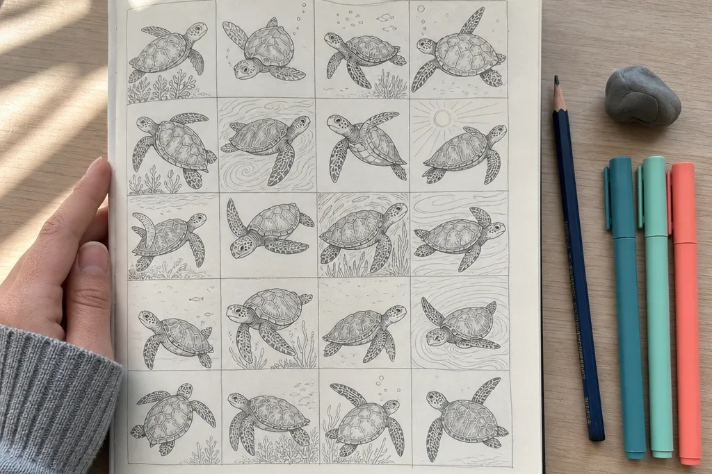 Themed Turtle Drawing Sketches
