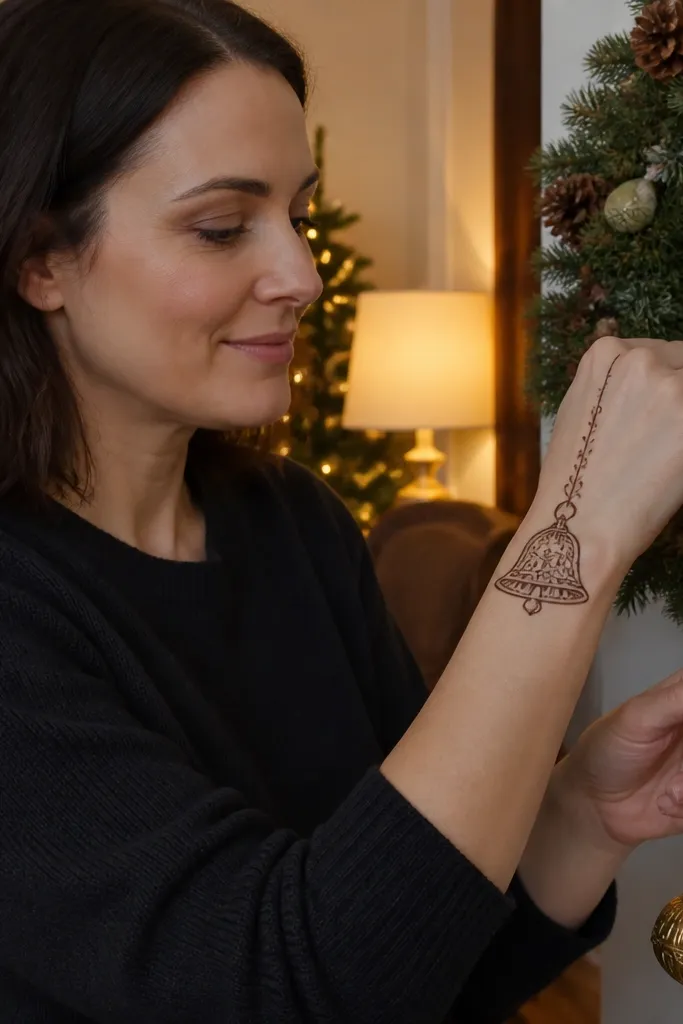 Front wrist with small bell shapes and ribbon-like floral lines