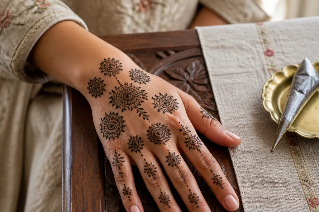 Themed Simple Mehndi Designs With Floral Touches