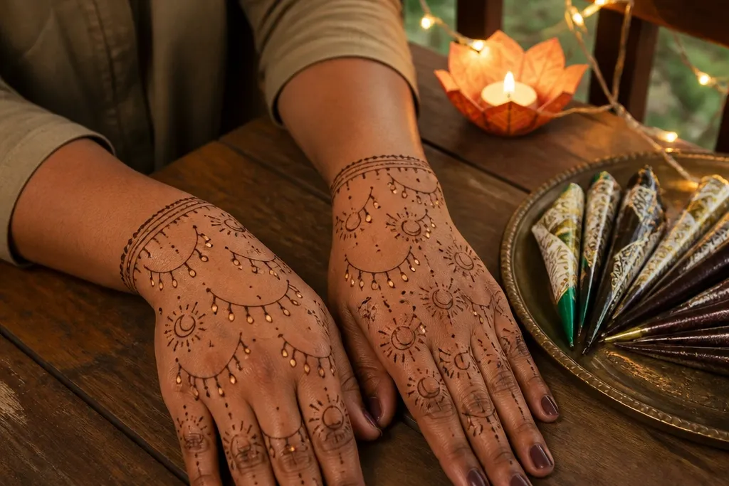 Themed Simple Mehndi Designs With Lights