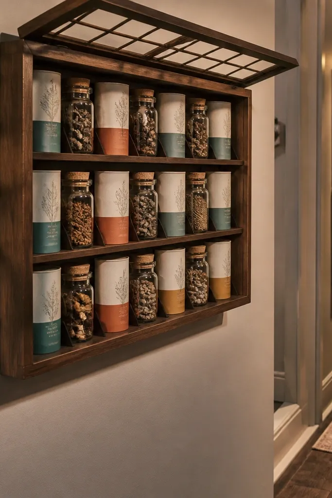 Shadow box with paper mini jars labeled for bills, fun, and savings