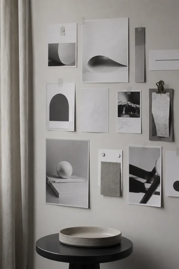 One-color board with monochrome cutouts and a "no impulse buys" rule strip