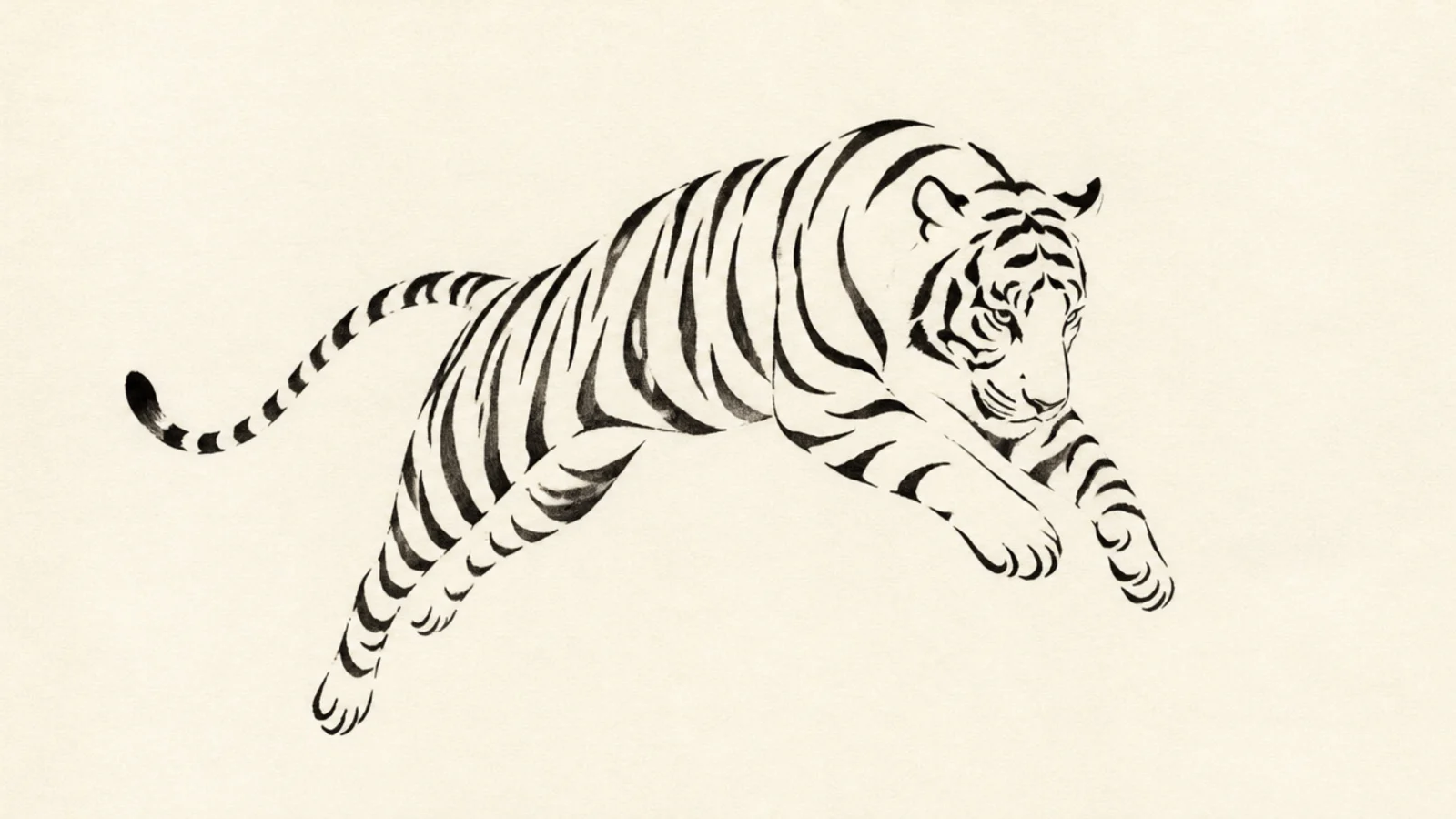 A tiger revealed only by its stripes with no outline