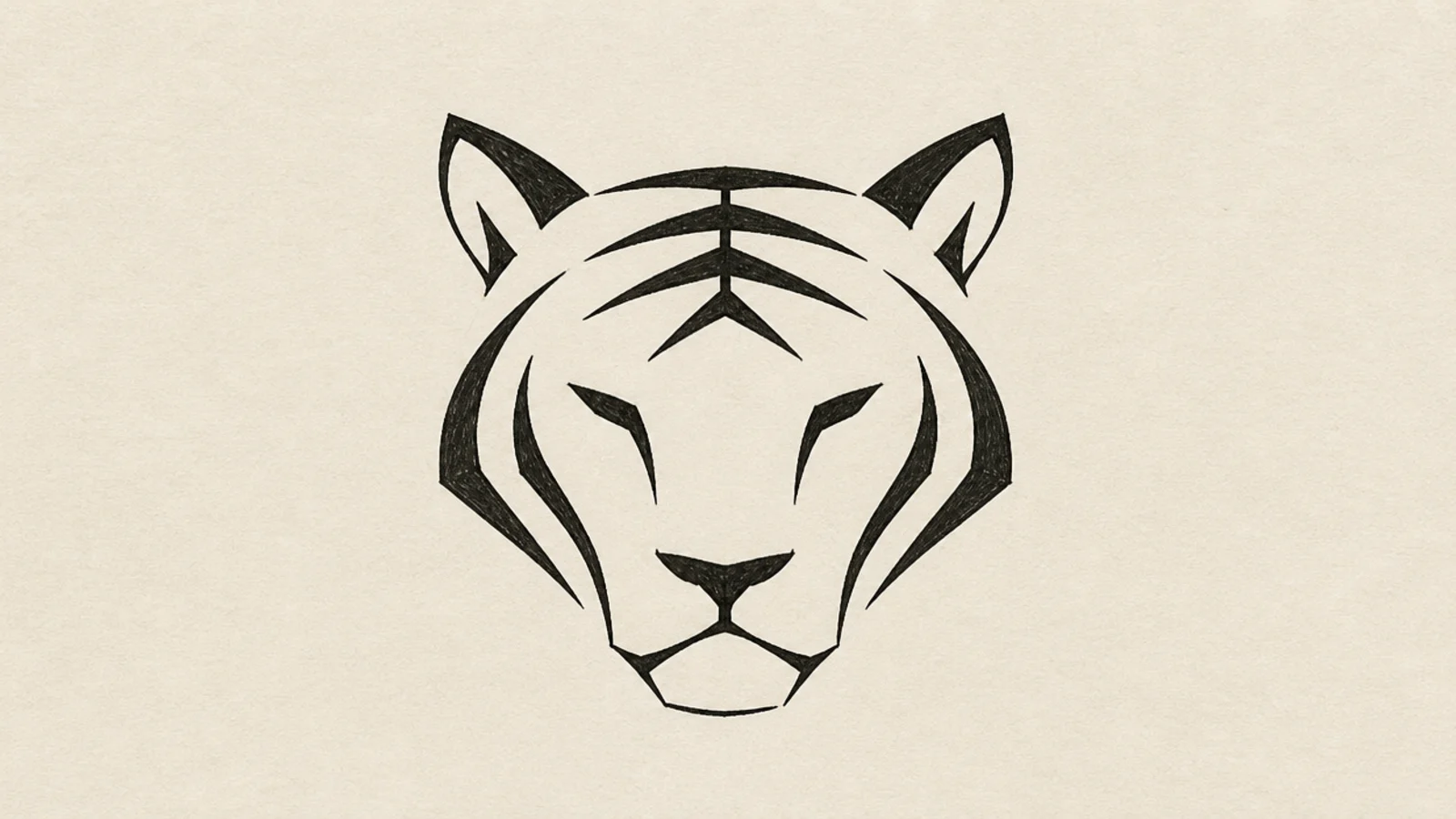 A tiger face reduced to a few simple geometric shapes