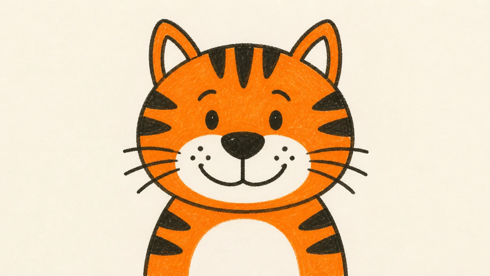 A simple tiger face with two pointy triangle ears