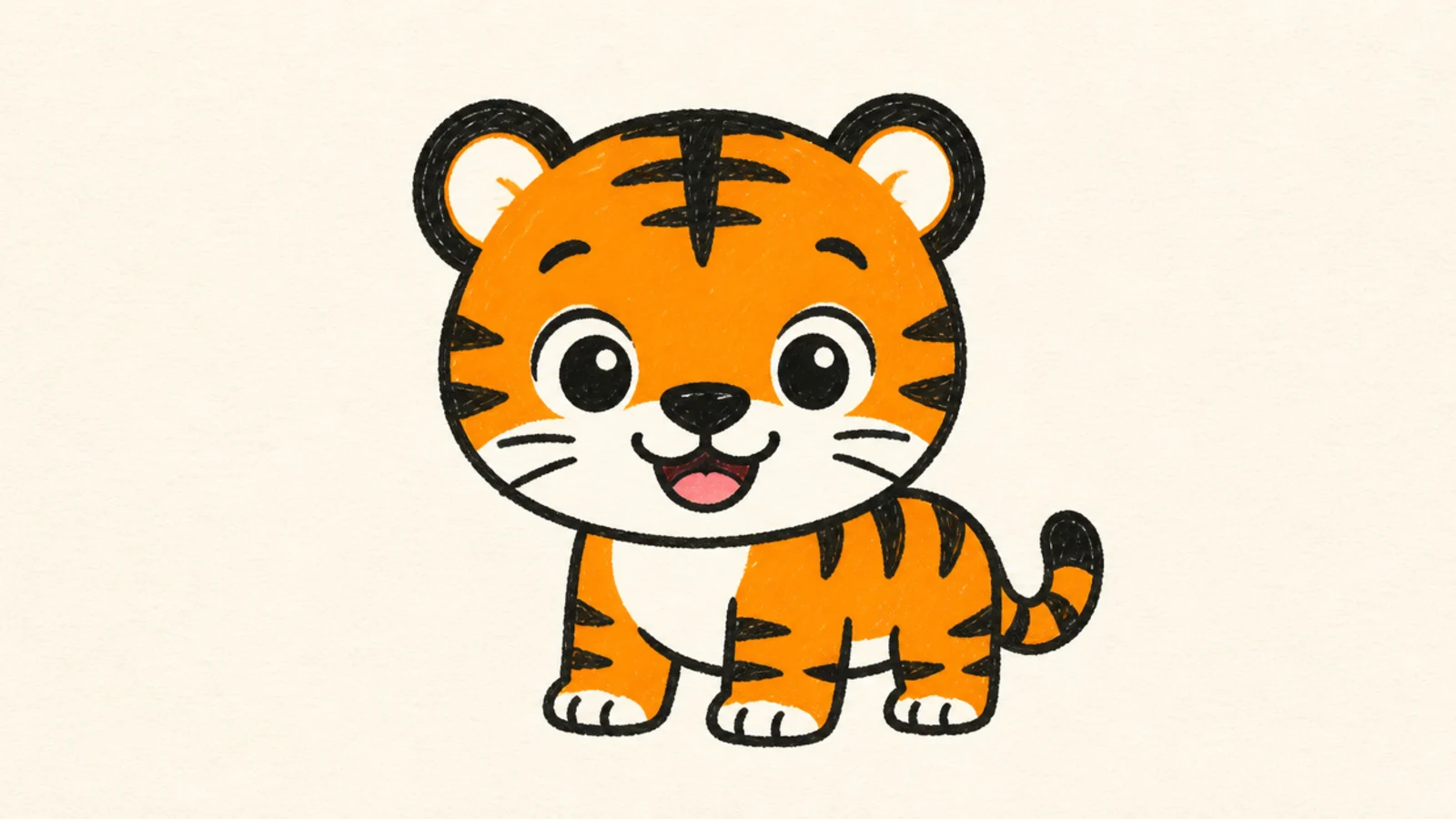A small round baby tiger cub with a big head