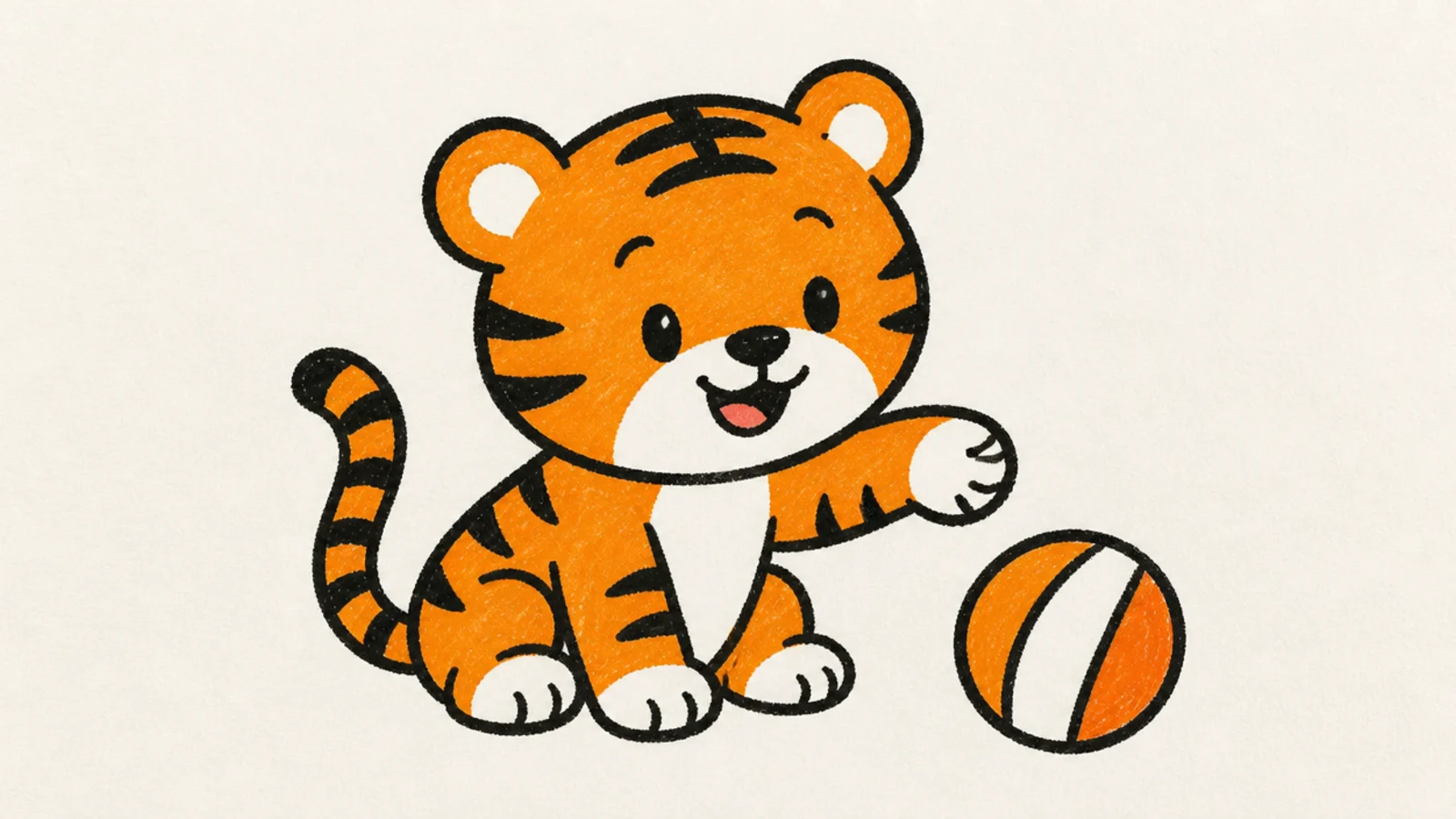 A little tiger playing with a round ball