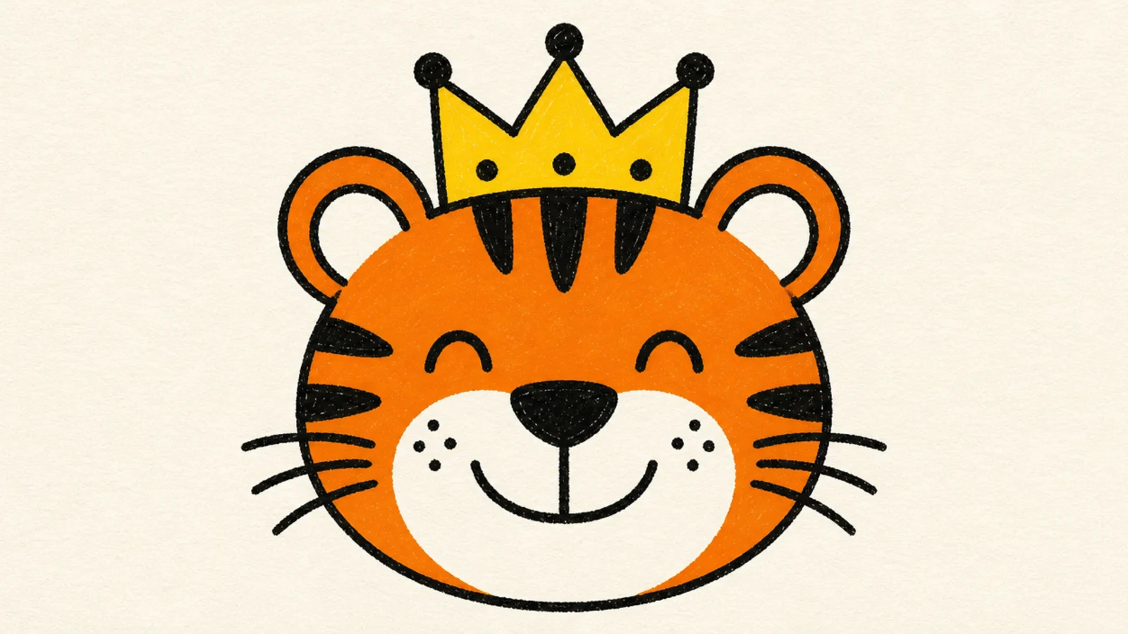 A tiger wearing a simple pointy crown