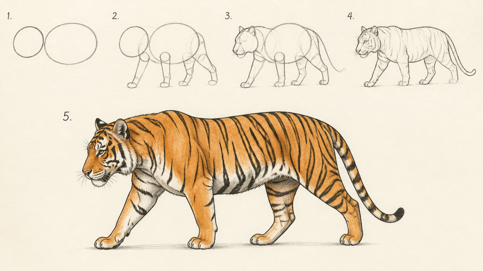 A tiger walking with staggered legs from the same method