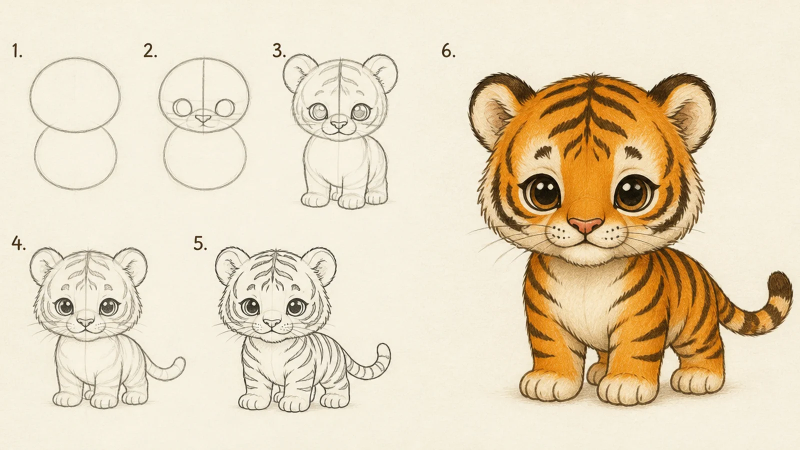 A tiger cub with baby proportions from the same method