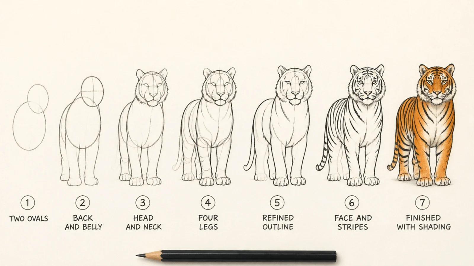 7 Easy Steps to Draw a Tiger for Beginners