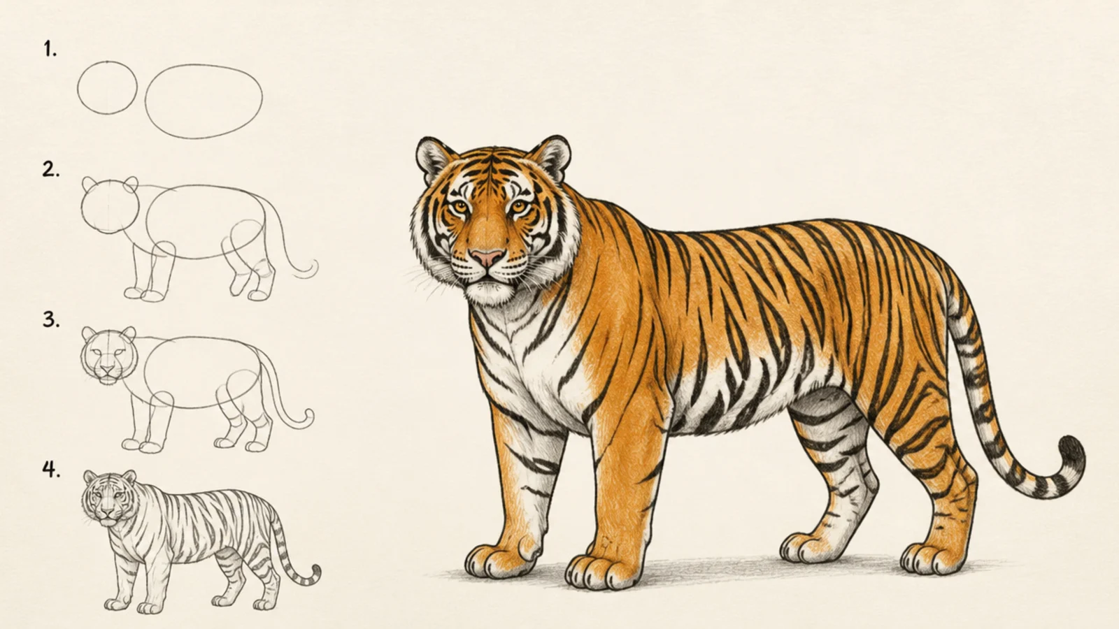 7 Easy Steps to Draw a Tiger for Beginners