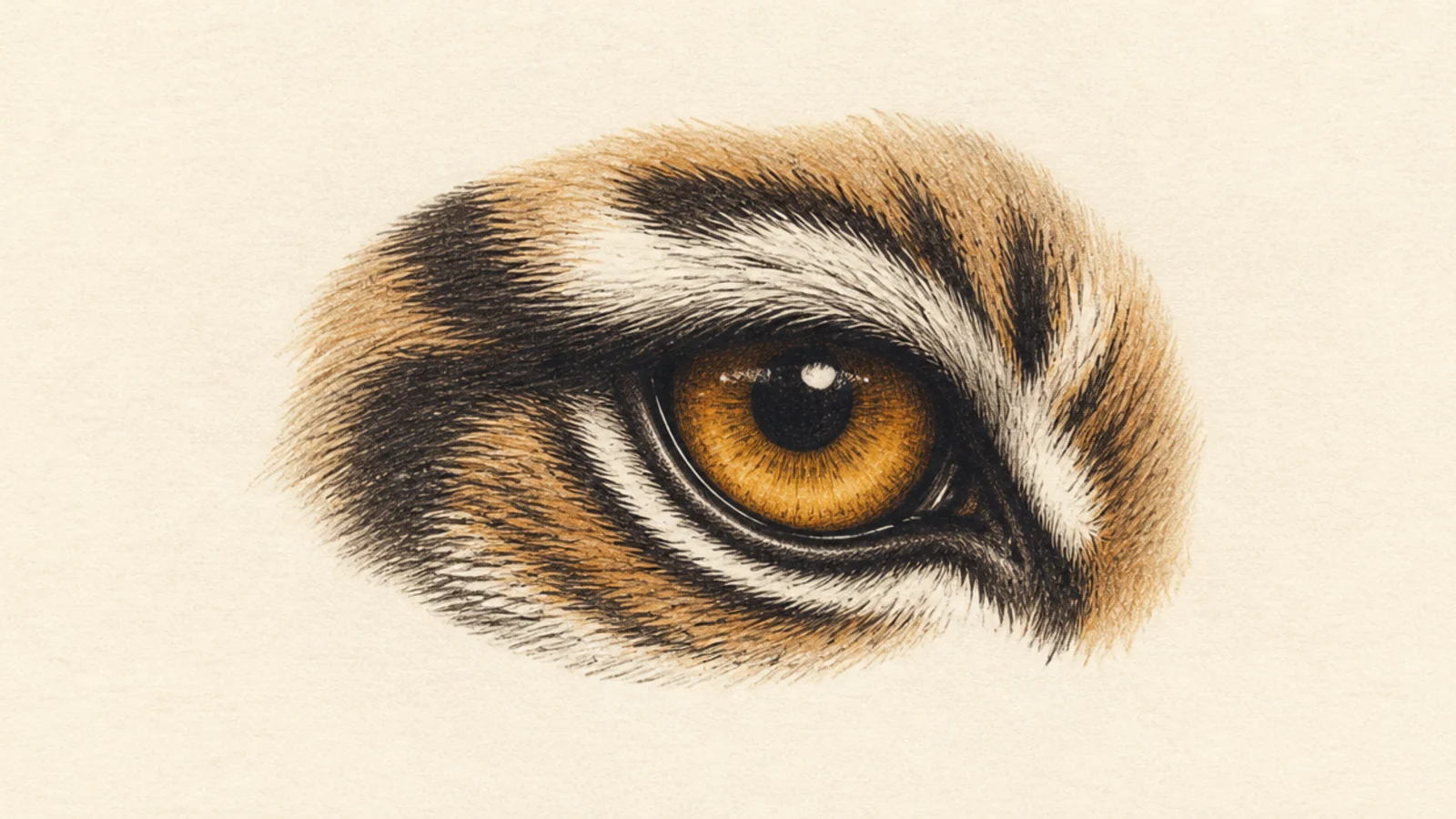 A single tiger eye showing the amber iris, dark rim, and highlight
