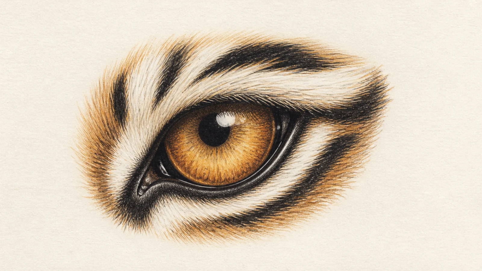 A detailed color study of a tiger's layered amber iris