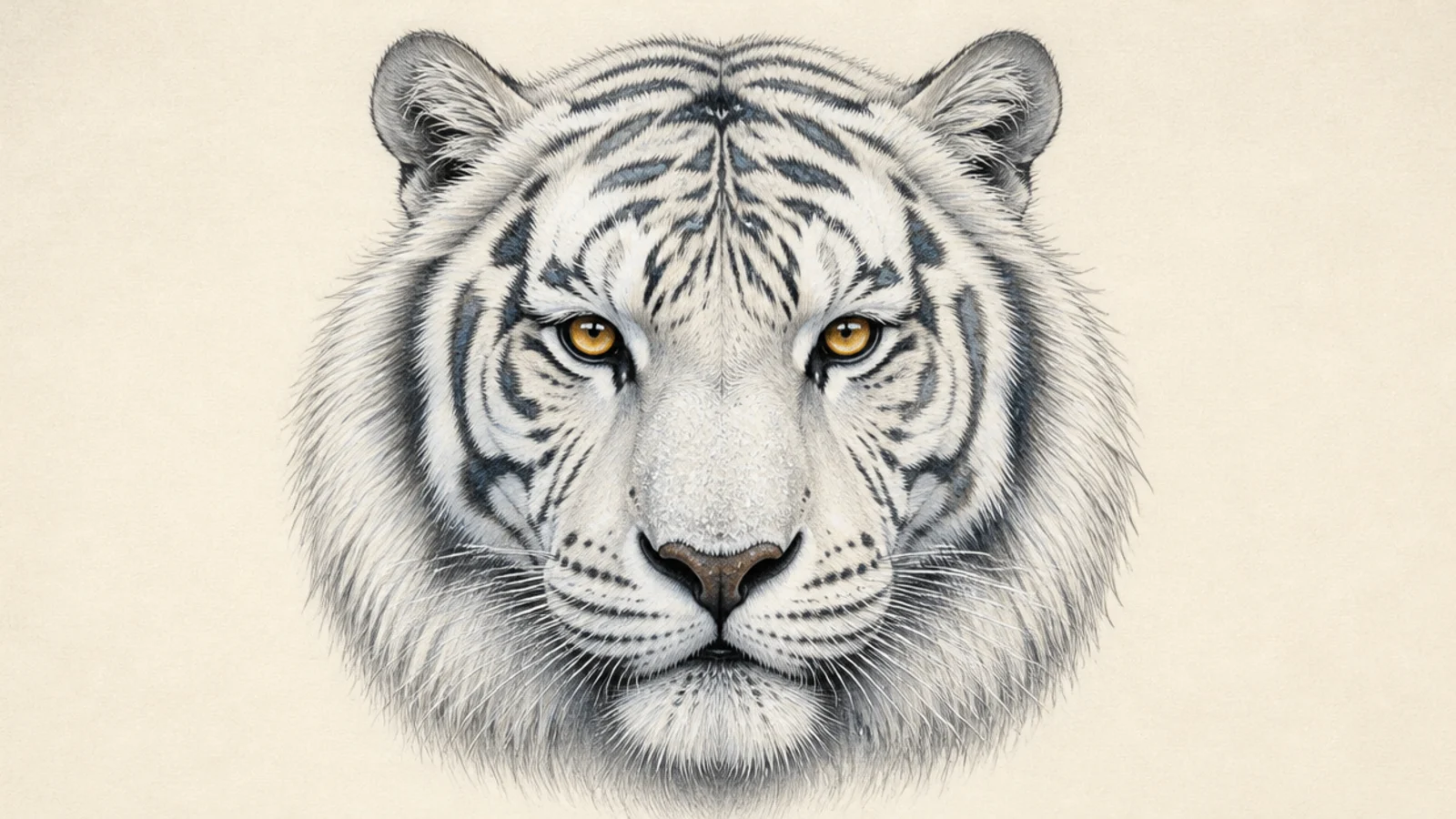 A white tiger face dusted with frost and snowy fur
