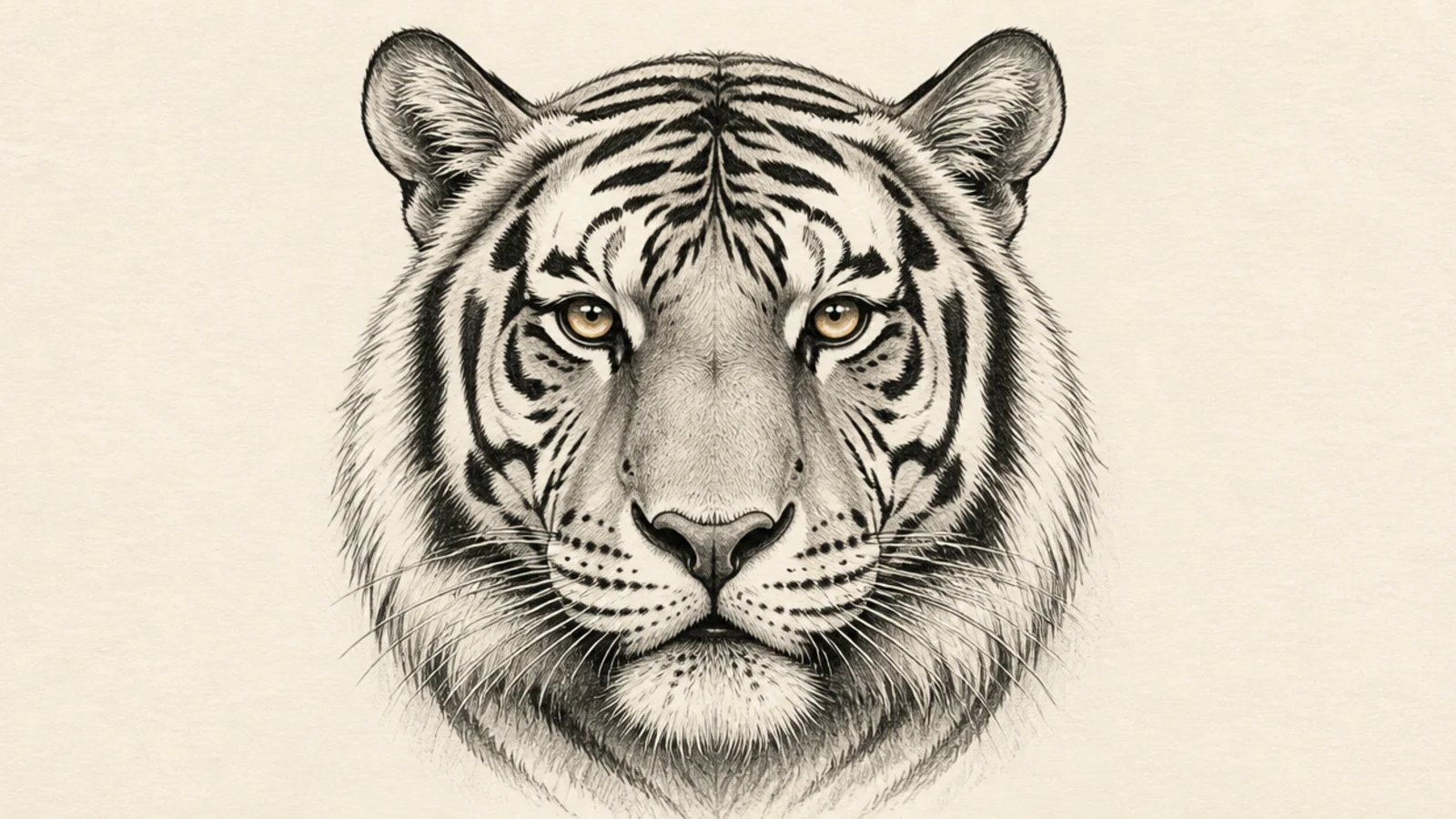 A tiger head turned three-quarters showing depth