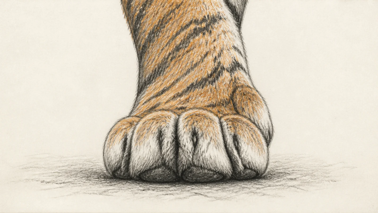 A close study of a tiger paw pressing into the ground