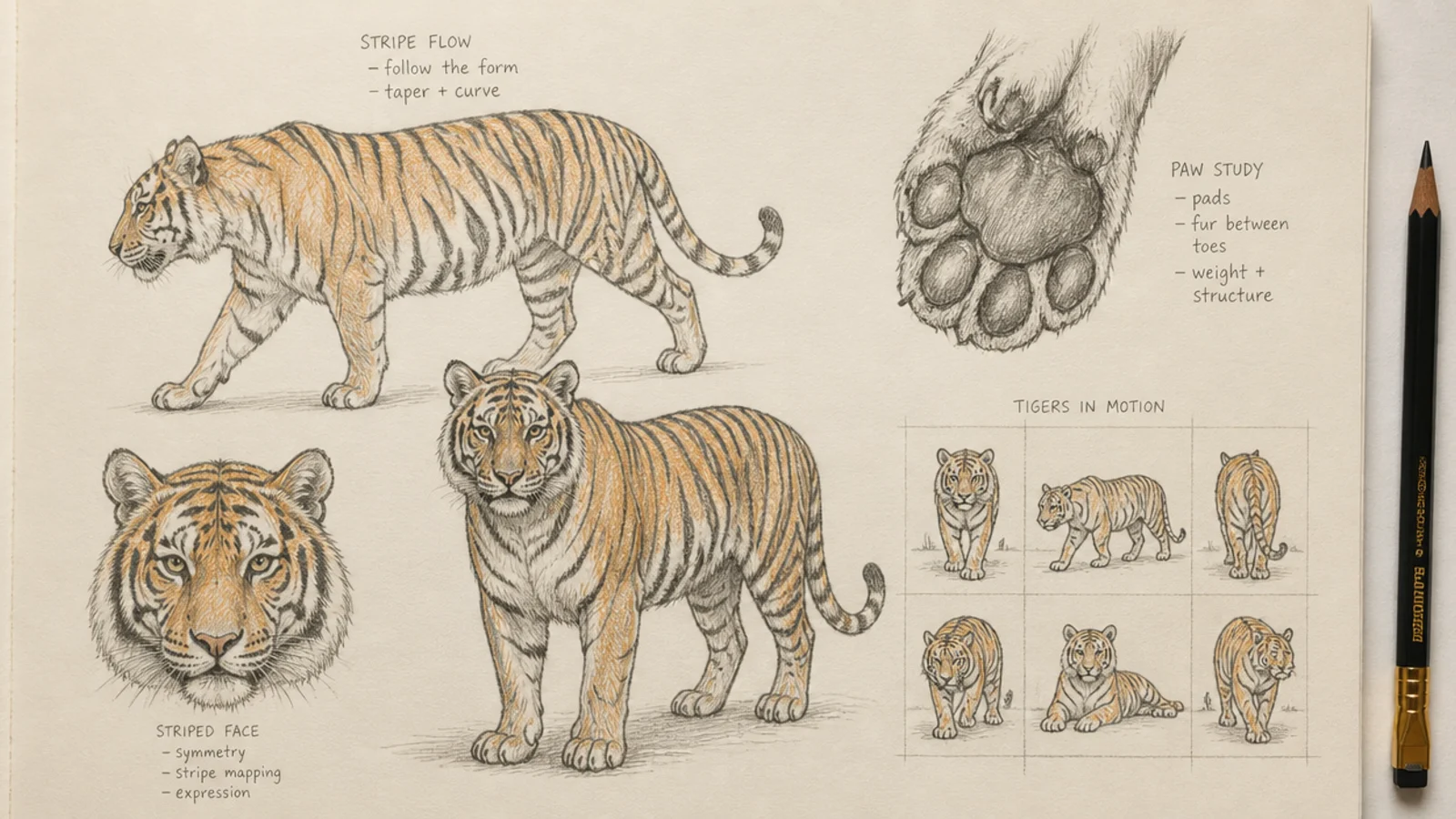 5 Things I Learned Drawing 30 Tigers