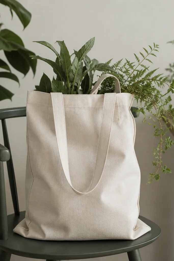Paint a tote bag that lasts with plants theme