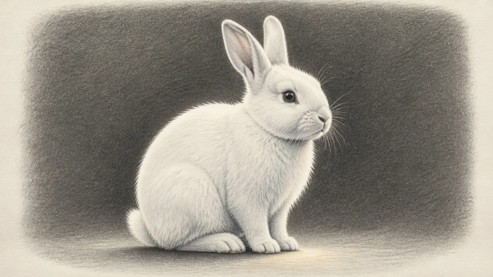 A white rabbit glowing with a bright rim of backlight