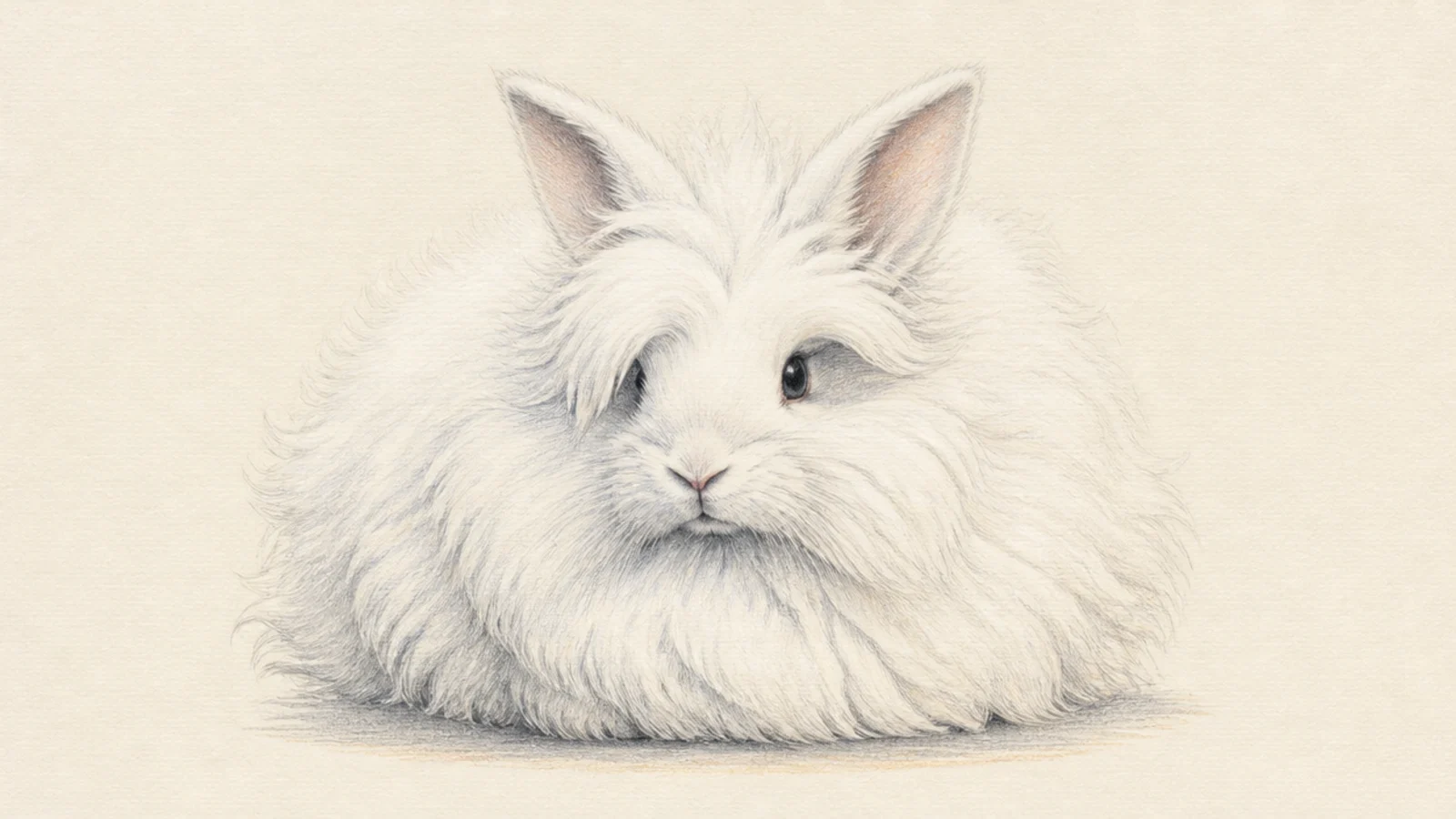 A very fluffy white Angora rabbit like a cloud