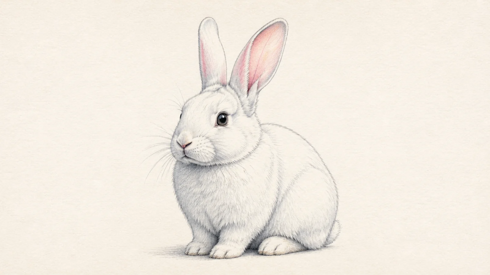 A white rabbit with soft pink inner ears