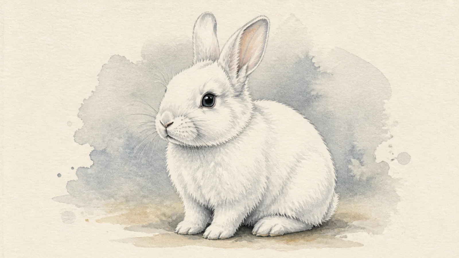 A white rabbit painted by leaving the paper white