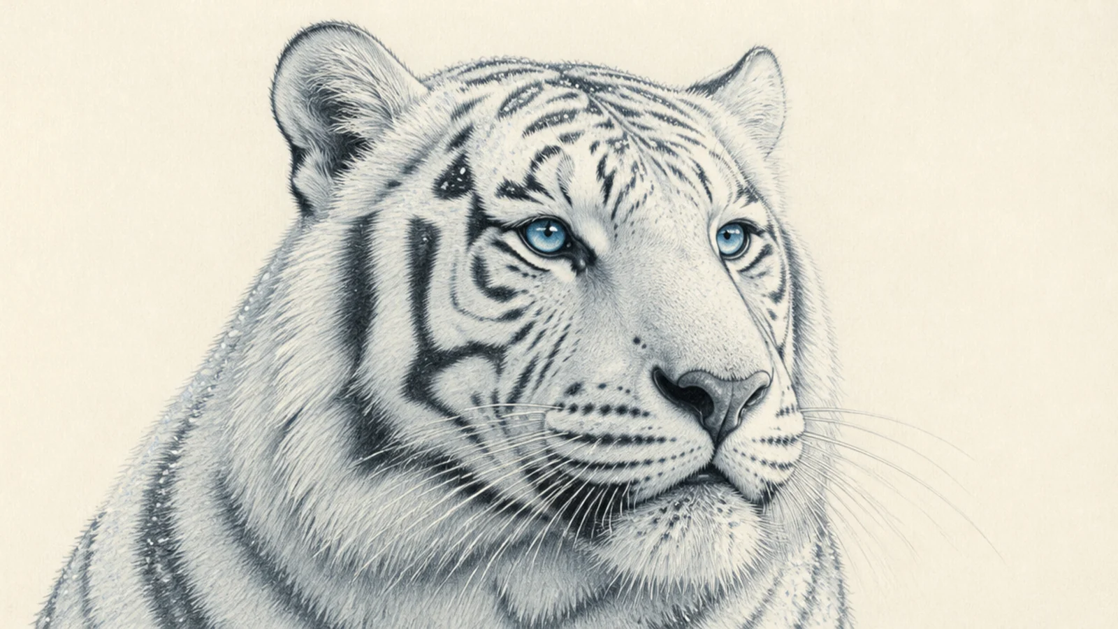 A detailed study of frosted white tiger fur and whiskers