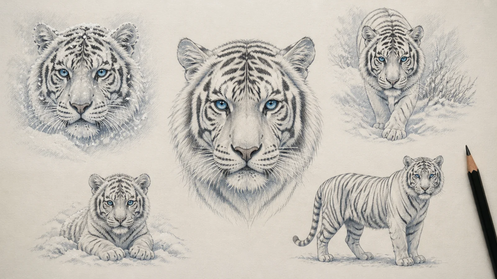 15 Gorgeous White Tiger Drawings to Recreate