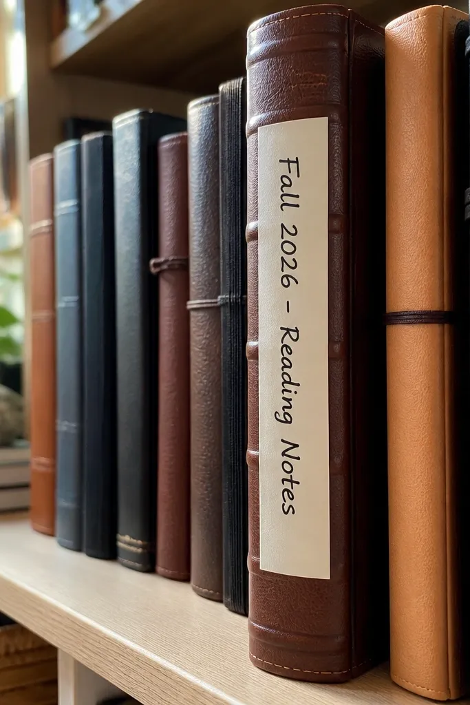 Notebook spine with a handwritten season label and small date block