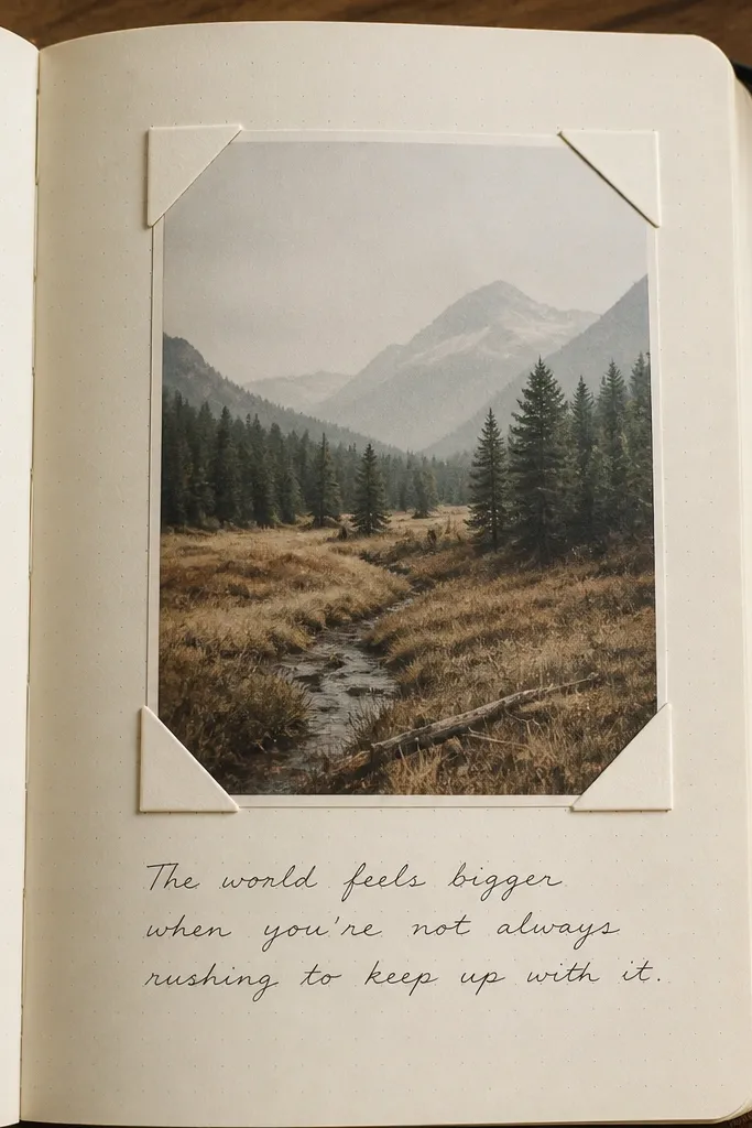 Journal page with matte corners holding a mini print