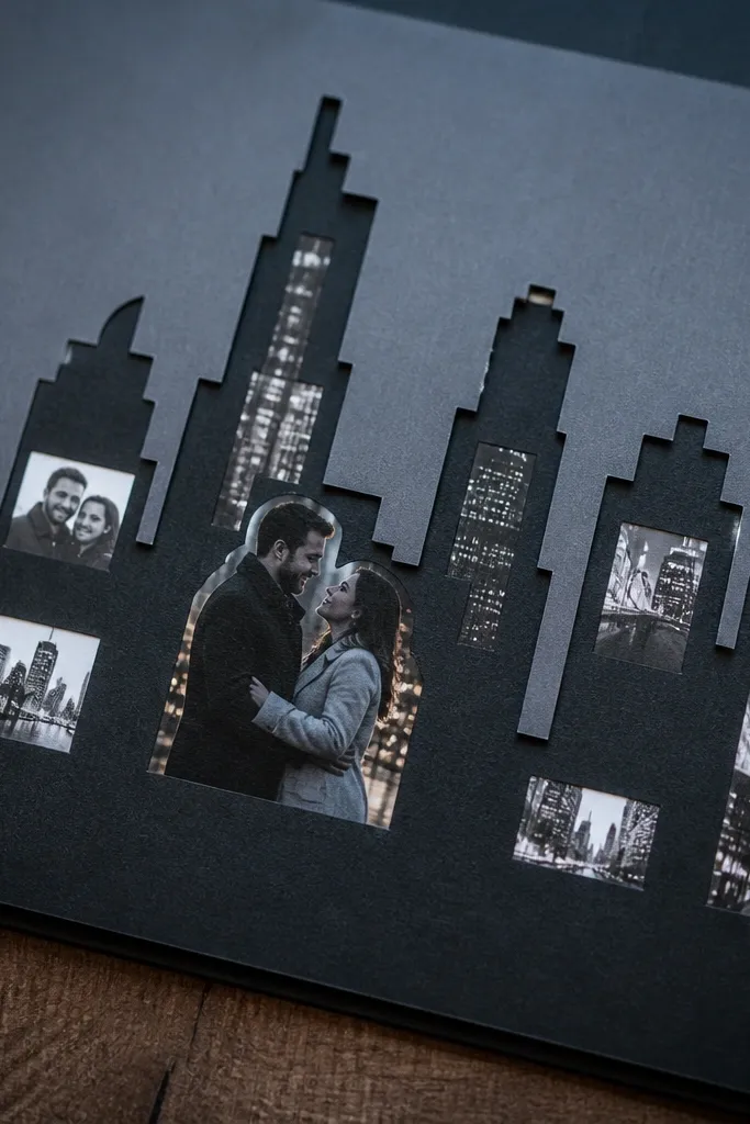 Black skyline paper with white cutouts layered in front