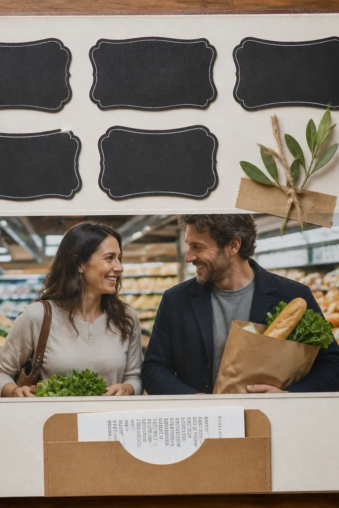 Chalkboard-style labels with a horizontal strip