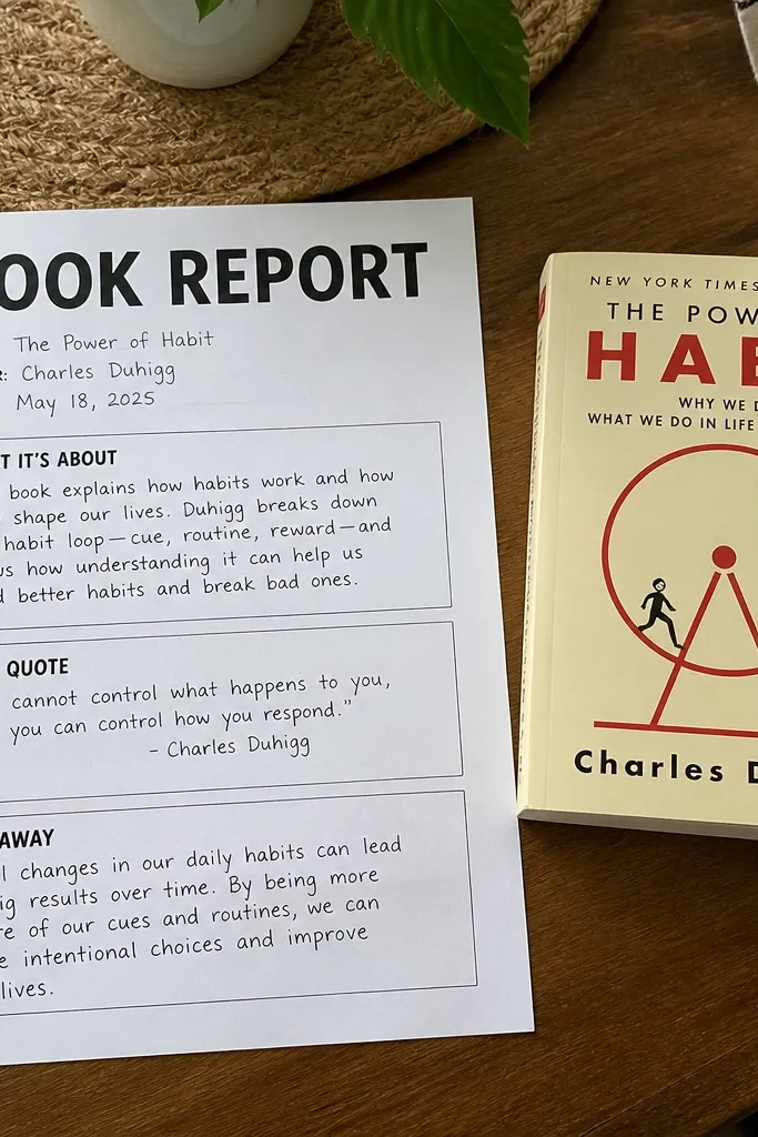 A one-page report with a large title header, a star rating row, and three text boxes.