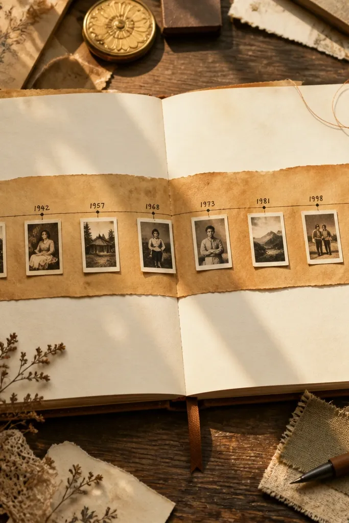 Sepia paper page with a horizontal strip of dates and small slots