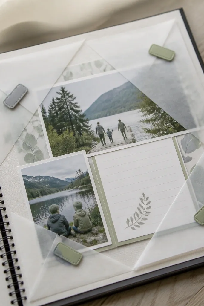 Vellum overlay covering part of the page with labels and underneath