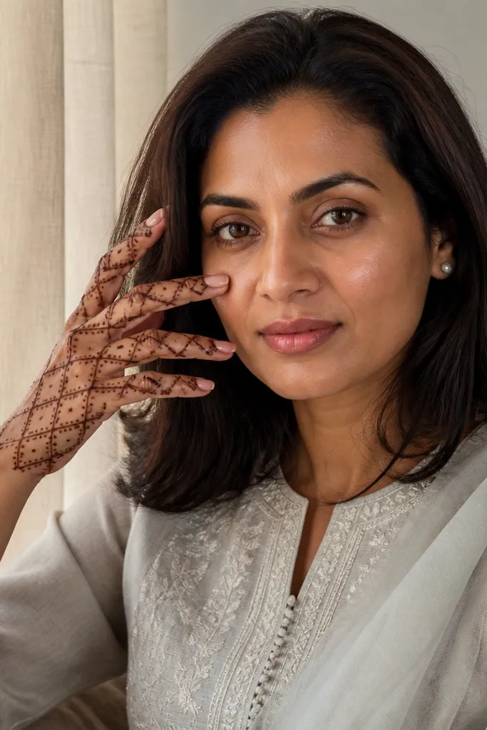 Small diamond shapes across finger spaces with a clean border line