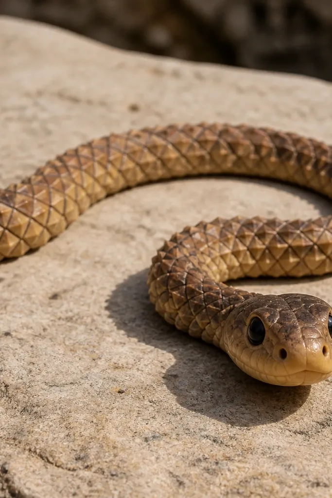 Snake body made of triangle scale blocks with a rounded cute head