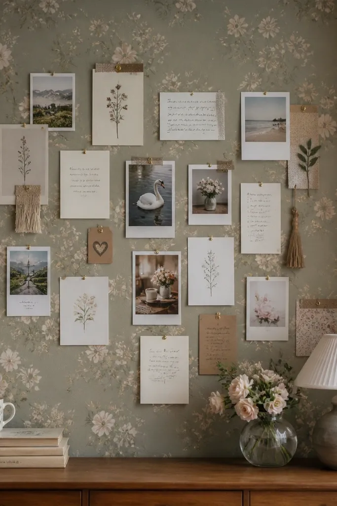 Muted floral pattern on a neutral beige background
